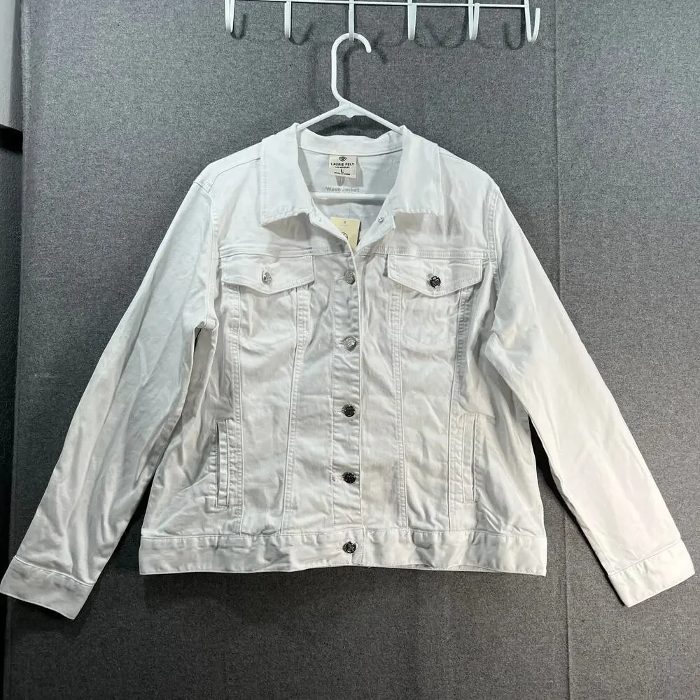 Laurie Felt Wave Denim Jacket with Embroidery White Size Large